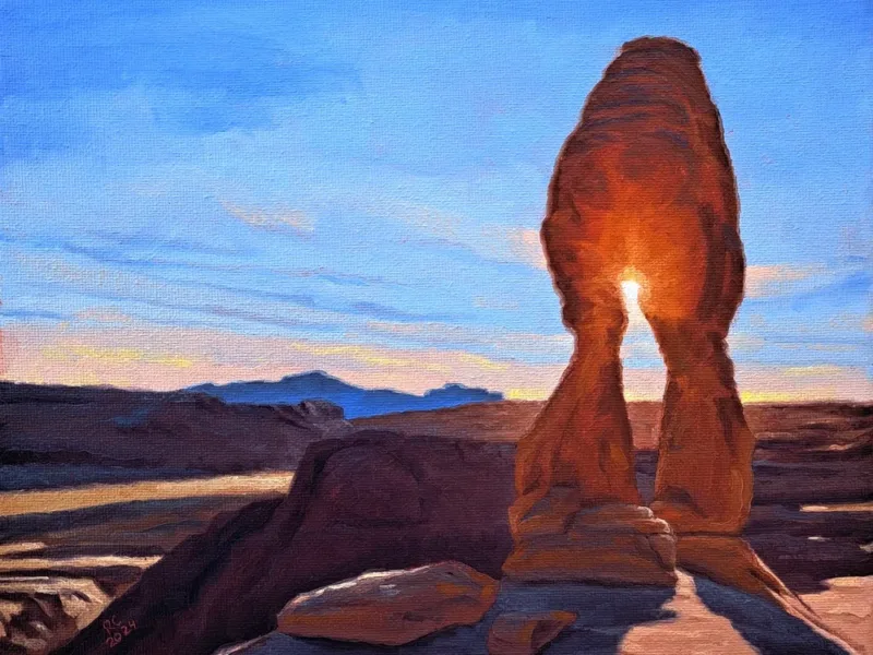 Delicate Arch Sunset Glare Painting