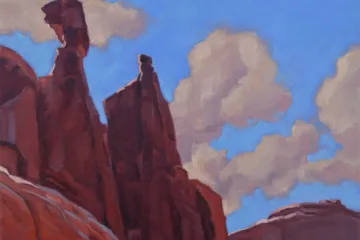 Painting of Nefertiti rock formation in Arches National Park